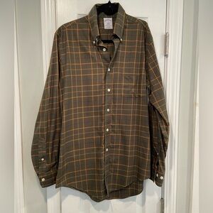 Brooks Brothers Regent Mens Size S Non-Iron Cotton Green Plaid Button Down Shirt